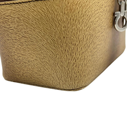 Salvatore Ferragamo Vanity Bag Hand Tote Purse Gancini Brown Authentic