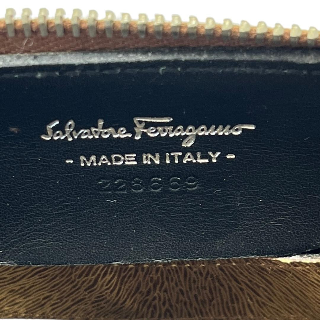 Salvatore Ferragamo Vanity Bag Hand Tote Purse Gancini Brown Authentic