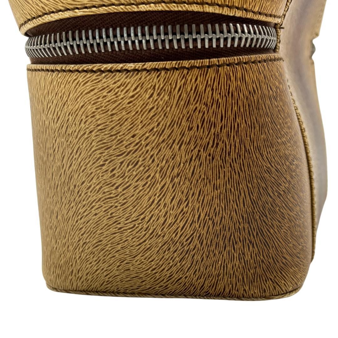 Salvatore Ferragamo Vanity Bag Hand Tote Purse Gancini Brown Authentic