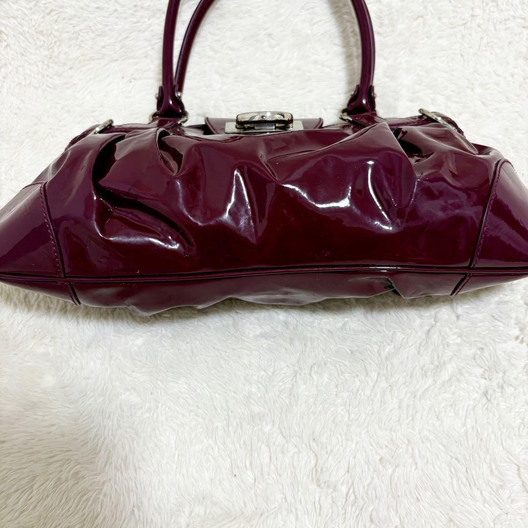 Salvatore Ferragamo Hand Bag Tote Purse Gancini Red Purple Authentic