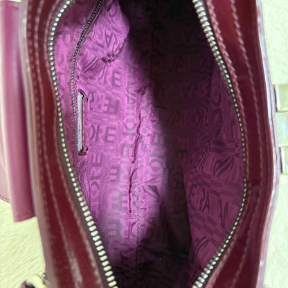 Salvatore Ferragamo Hand Bag Tote Purse Gancini Red Purple Authentic
