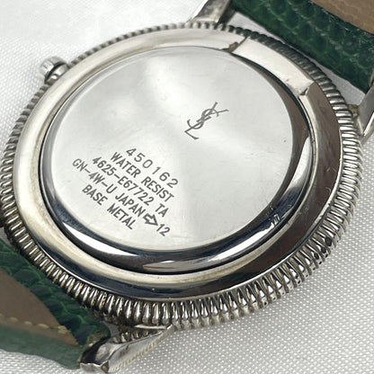 Saint Laurent Quartz Watch Wristwatch YSL Cassandra Green White Women's Auth