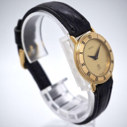 GUCCI 3000L Quartz Watch Wristwatch Gold Black Women's Authentic