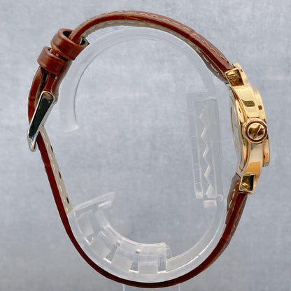 GUCCI 6600L Quartz Watch Wristwatch Brown White Gold Women's Authentic