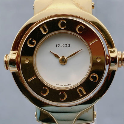 GUCCI 6600L Quartz Watch Wristwatch Brown White Gold Women's Authentic