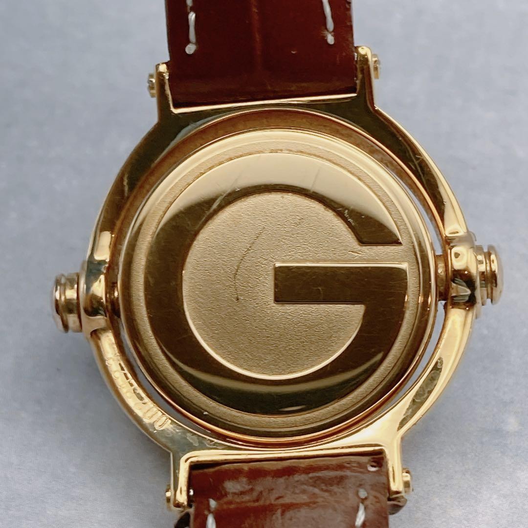 GUCCI 6600L Quartz Watch Wristwatch Brown White Gold Women's Authentic
