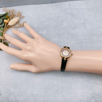 GUCCI Quartz Watch Wristwatch Sherry Line Red White Gold Women's Authentic