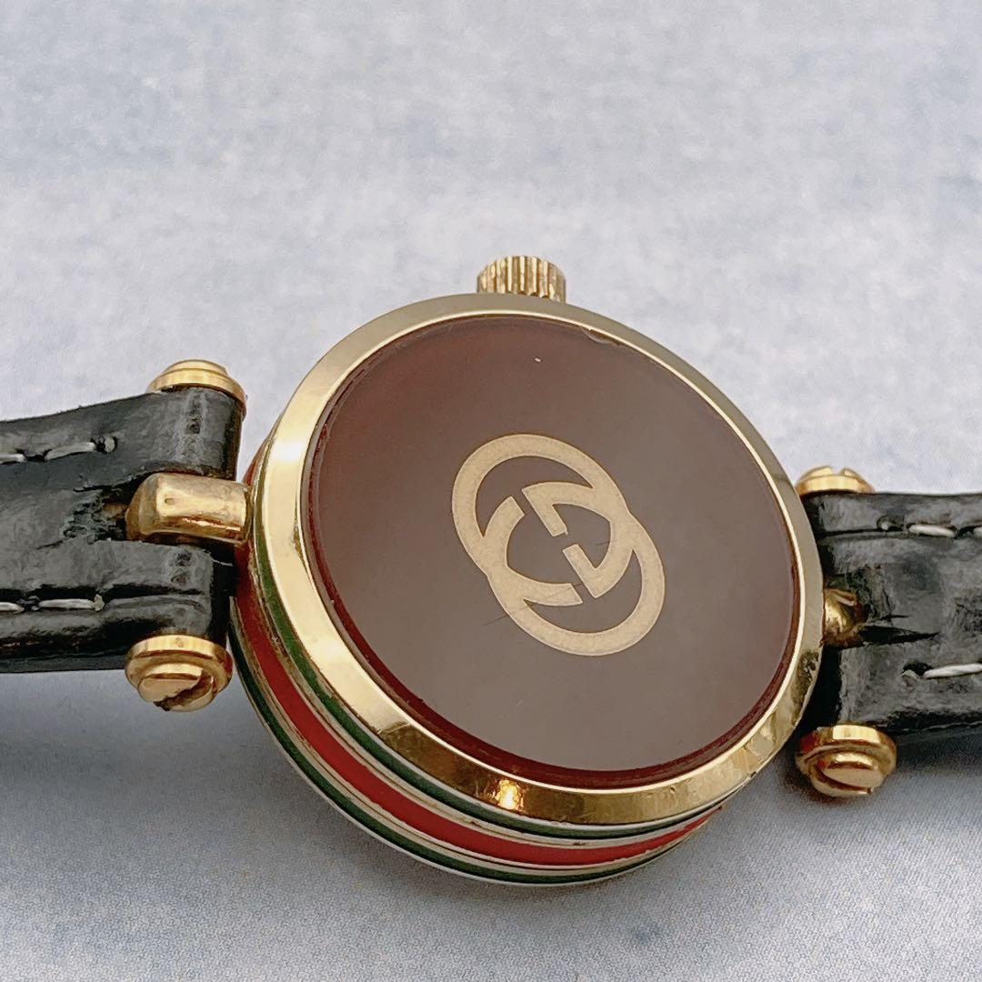 GUCCI Quartz Watch Wristwatch Sherry Line Red White Gold Women's Authentic
