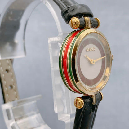 GUCCI Quartz Watch Wristwatch Sherry Line Red White Gold Women's Authentic