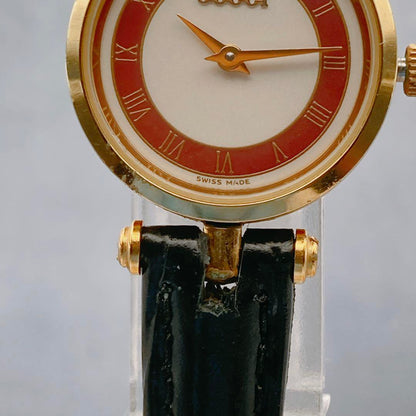 GUCCI Quartz Watch Wristwatch Sherry Line Red White Gold Women's Authentic