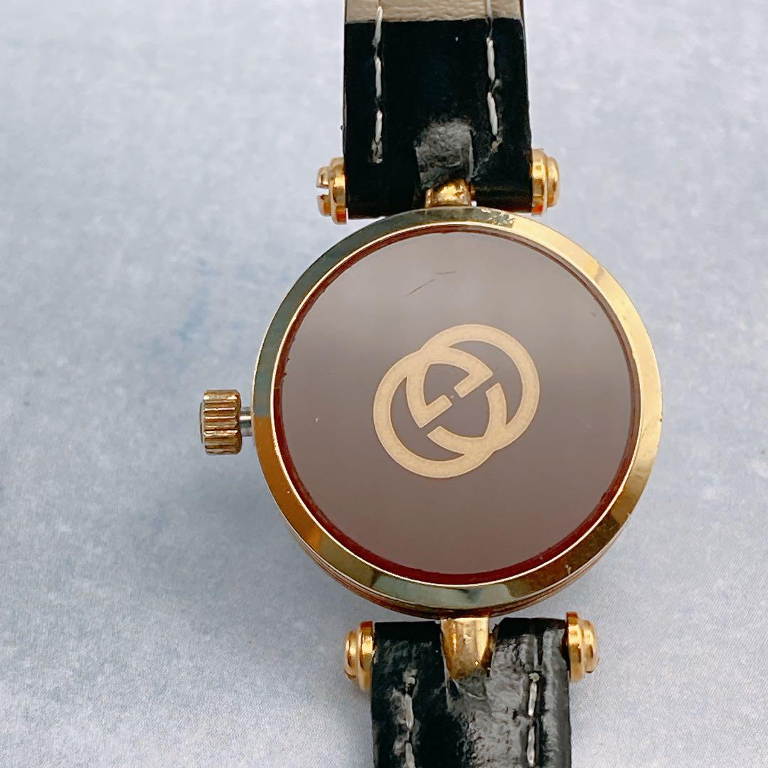 GUCCI Quartz Watch Wristwatch Sherry Line Red White Gold Women's Authentic