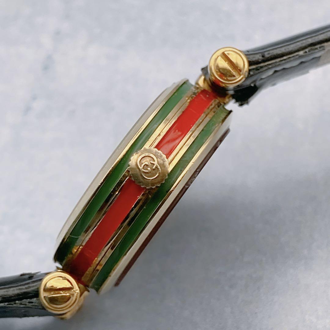 GUCCI Quartz Watch Wristwatch Sherry Line Red White Gold Women's Authentic