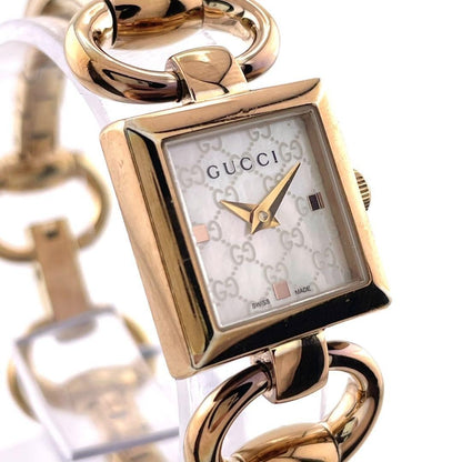 GUCCI Quartz Watch Wristwatch GG Gold Women's Authentic