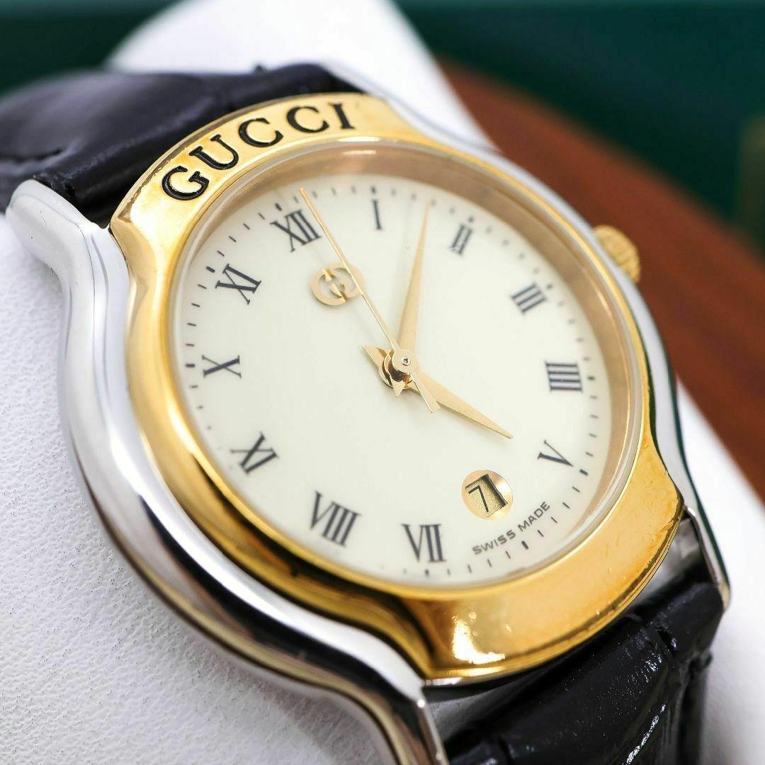 GUCCI 8000L Watch Wristwatch GG Gold Silver Women's Authentic