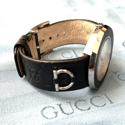 GUCCI Quartz Watch Wristwatch GG Silver Women's Authentic