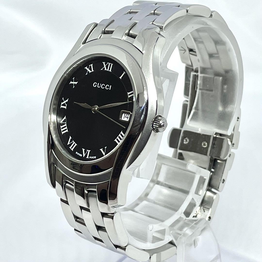 GUCCI 5500M Quartz Watch Wristwatch Black Silver Women's Authentic