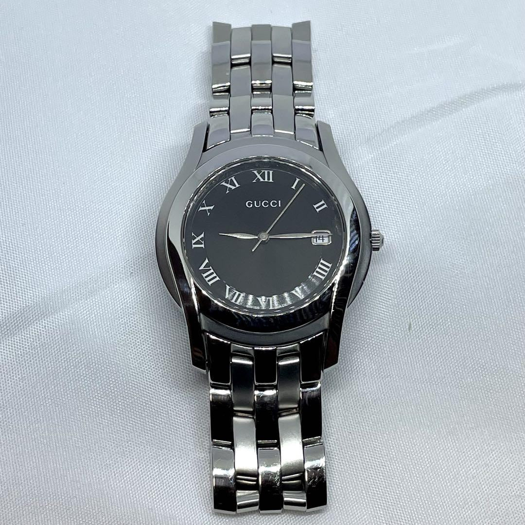 GUCCI 5500M Quartz Watch Wristwatch Black Silver Women's Authentic