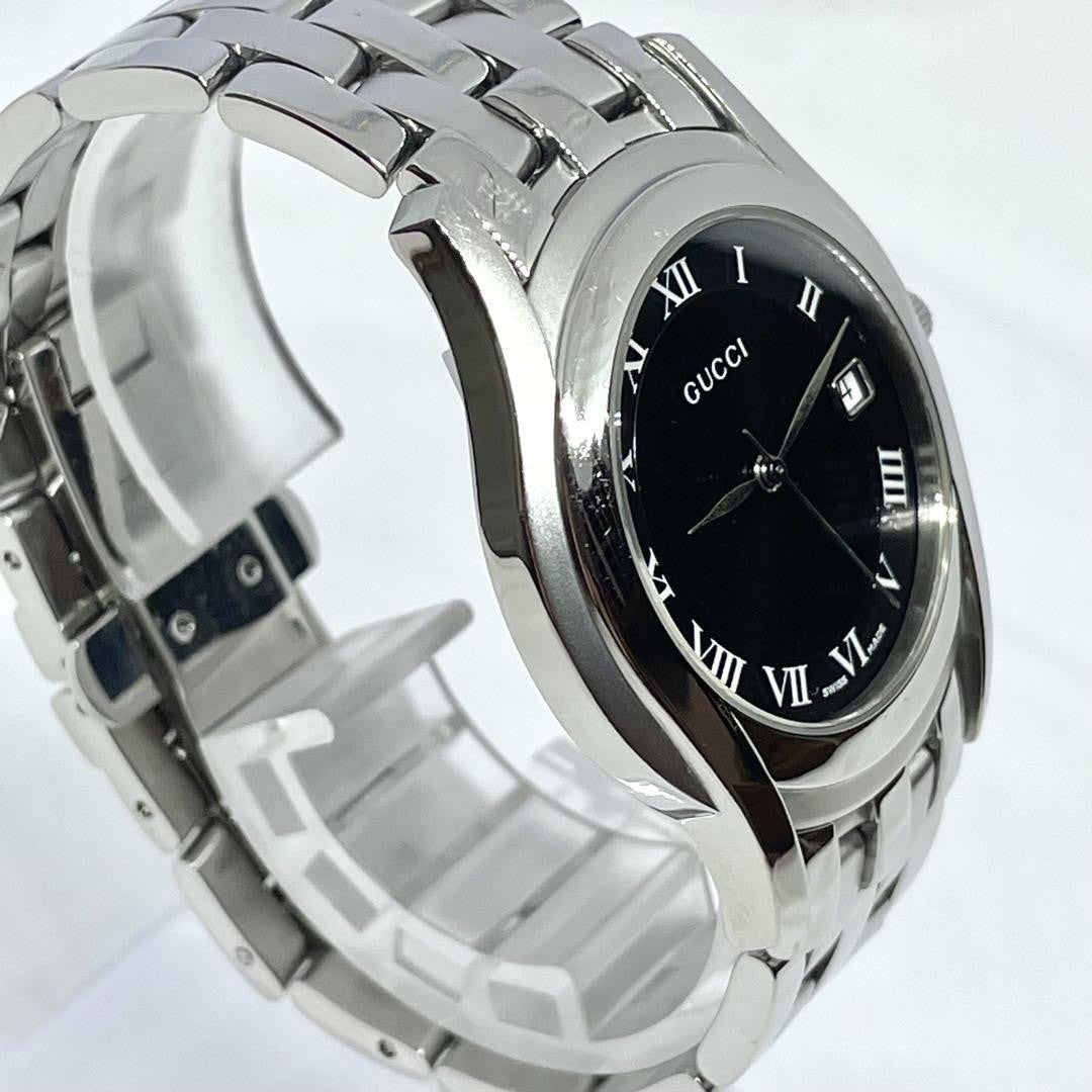 GUCCI 5500M Quartz Watch Wristwatch Black Silver Women's Authentic