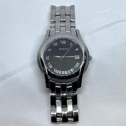 GUCCI 5500M Quartz Watch Wristwatch Black Silver Women's Authentic