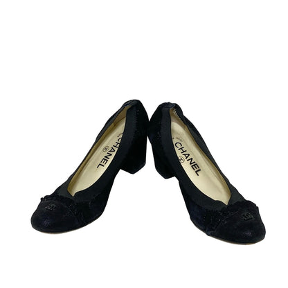 CHANEL Shoes Pumps Heel Cocomark EU 35 US 5 Black Authentic