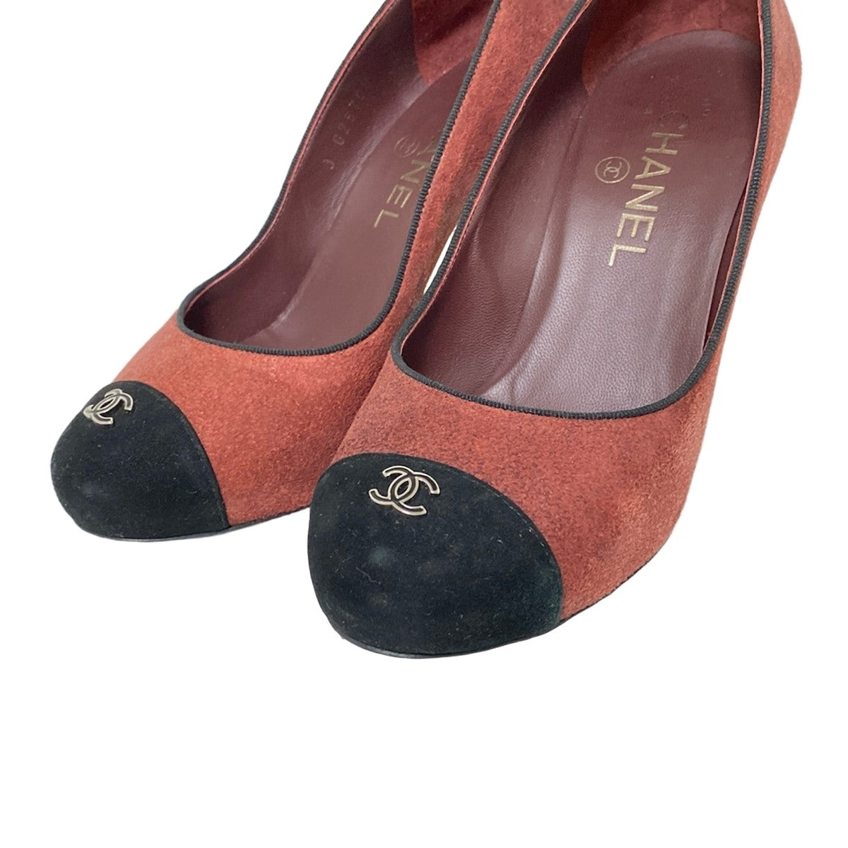 CHANEL Shoes Pumps Heel Cocomark EU 36 US 6 Suede Bordeaux Black Authentic
