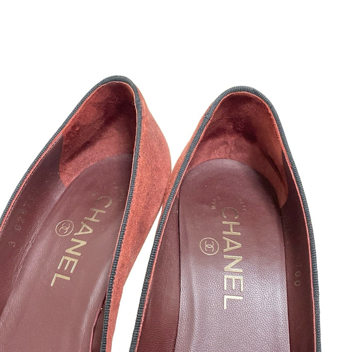 CHANEL Shoes Pumps Heel Cocomark EU 36 US 6 Suede Bordeaux Black Authentic