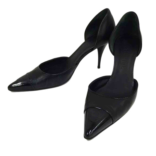 CHANEL Shoes Pumps Heel EU 37 US 7 Black Authentic