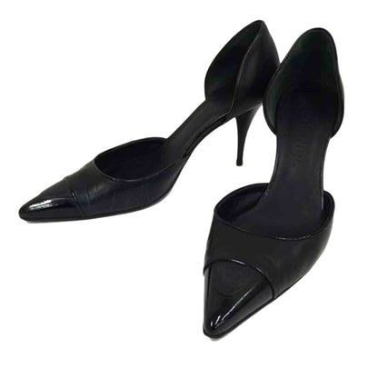 CHANEL Shoes Pumps Heel EU 37 US 7 Black Authentic