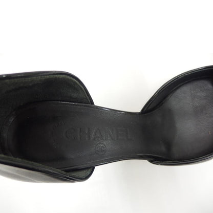 CHANEL Shoes Pumps Heel EU 37 US 7 Black Authentic