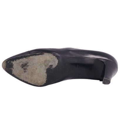 CHANEL Shoes Pumps Heel Cocomark EU 36 US 6 Leather Black Authentic