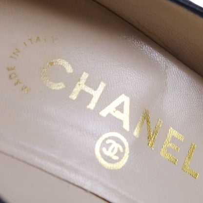 CHANEL Shoes Pumps Heel Cocomark EU 36 US 6 Leather Black Authentic