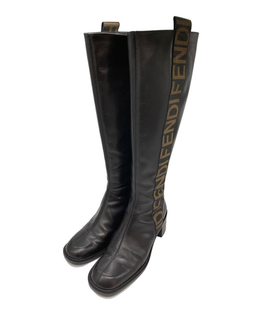 FENDI Long Boots Shoes Logo EU 36 US 6 Black Authentic