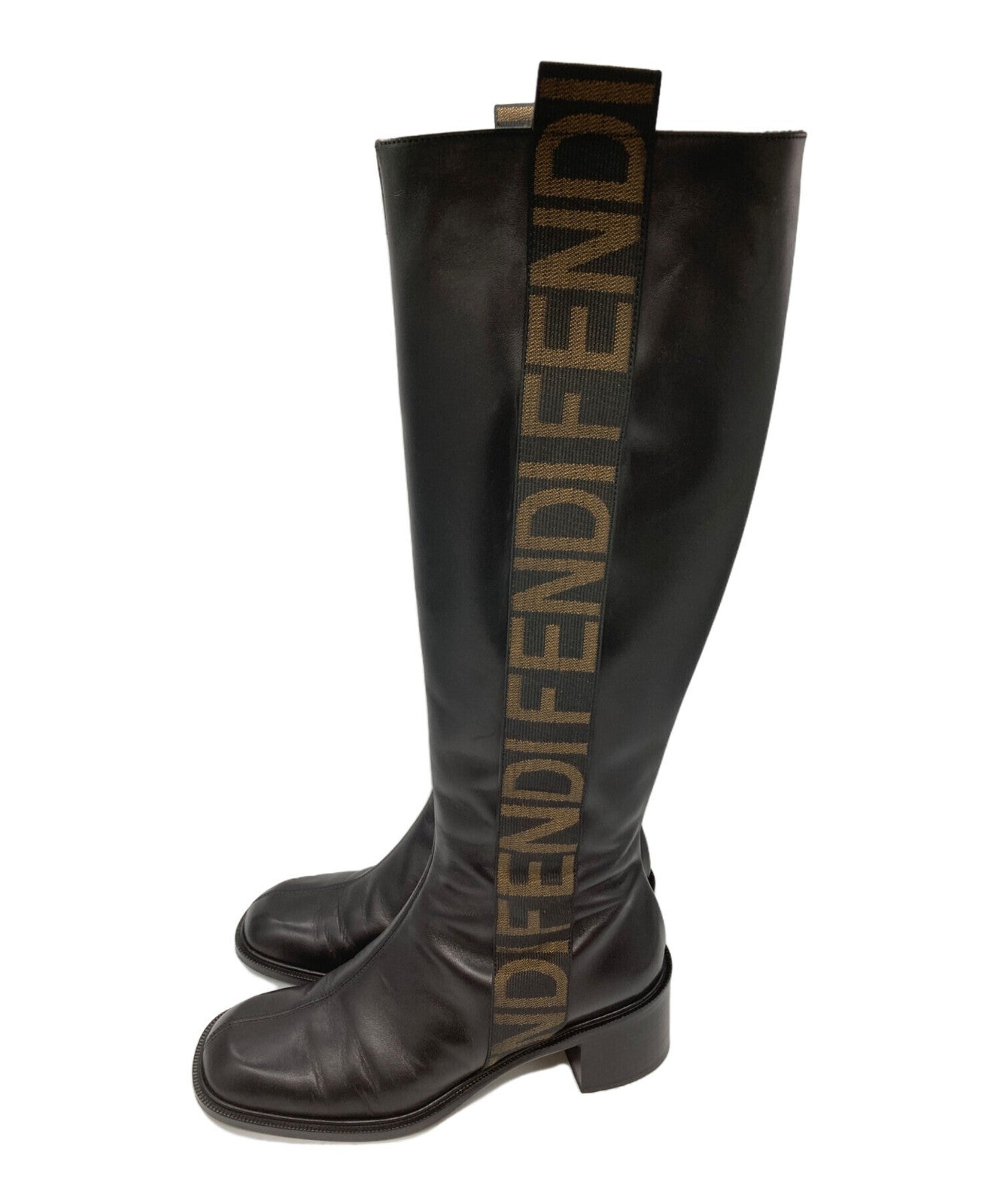 FENDI Long Boots Shoes Logo EU 36 US 6 Black Authentic