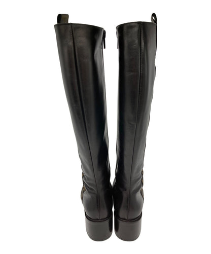 FENDI Long Boots Shoes Logo EU 36 US 6 Black Authentic
