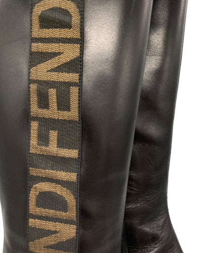 FENDI Long Boots Shoes Logo EU 36 US 6 Black Authentic