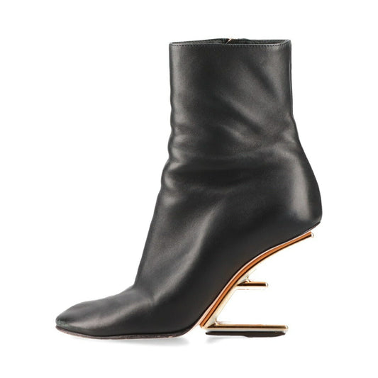 FENDI Short Boots Shoes EU 36 US 6 Leather Black Authentic