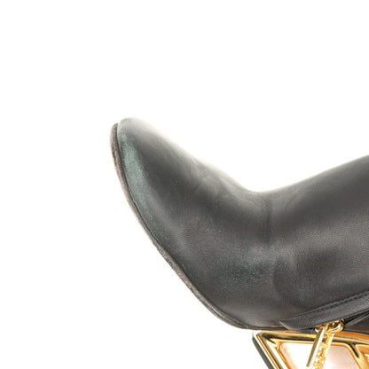 FENDI Short Boots Shoes EU 36 US 6 Leather Black Authentic