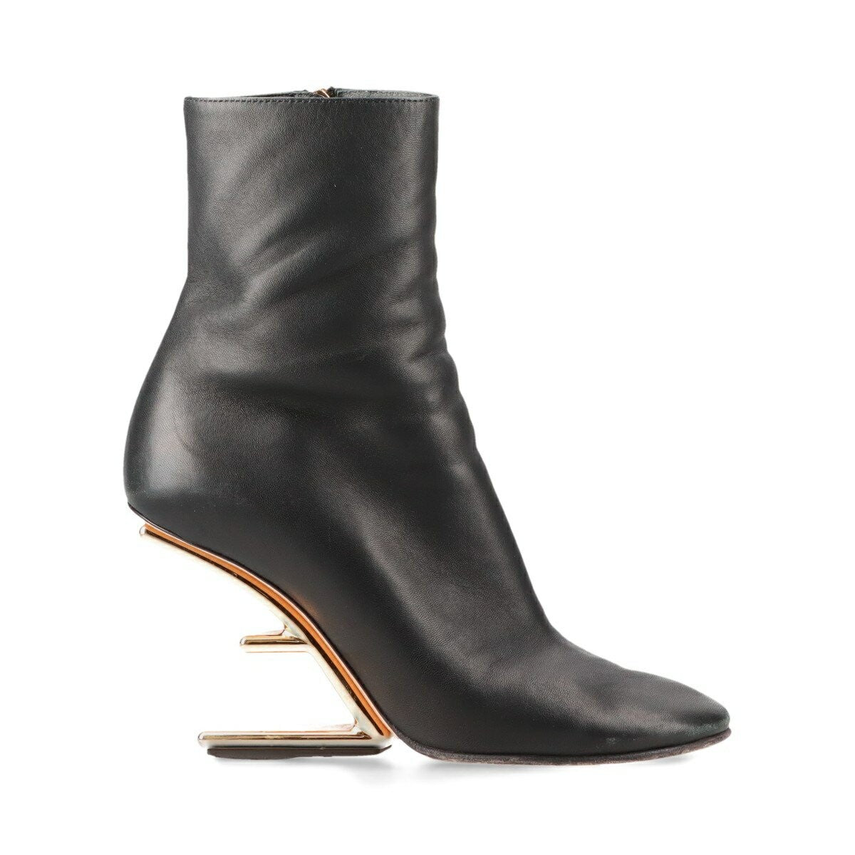 FENDI Short Boots Shoes EU 36 US 6 Leather Black Authentic