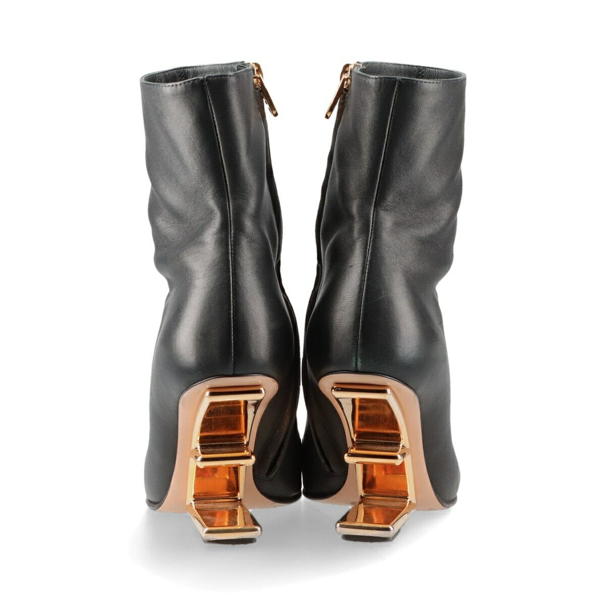 FENDI Short Boots Shoes EU 36 US 6 Leather Black Authentic