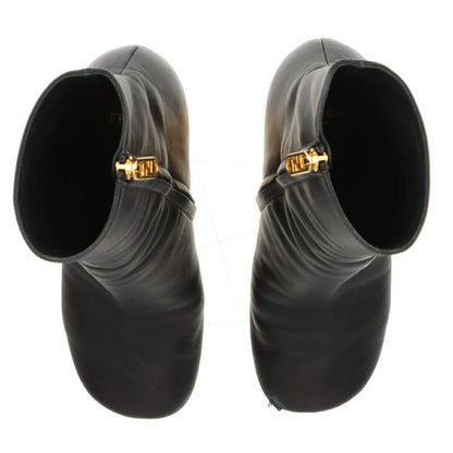 FENDI Short Boots Shoes EU 36 US 6 Leather Black Authentic