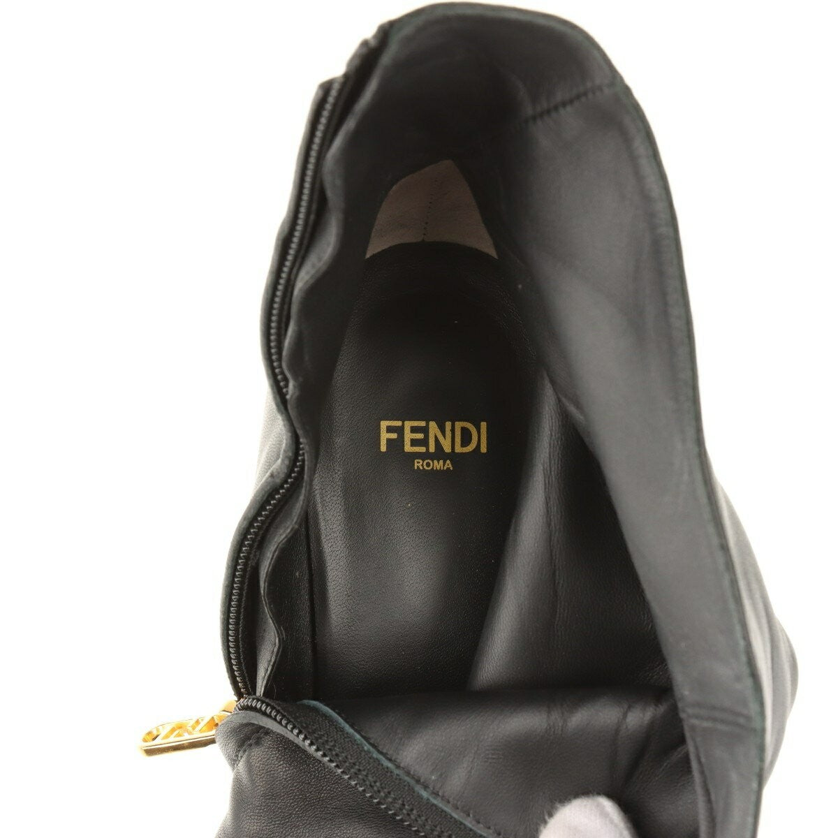 FENDI Short Boots Shoes EU 36 US 6 Leather Black Authentic