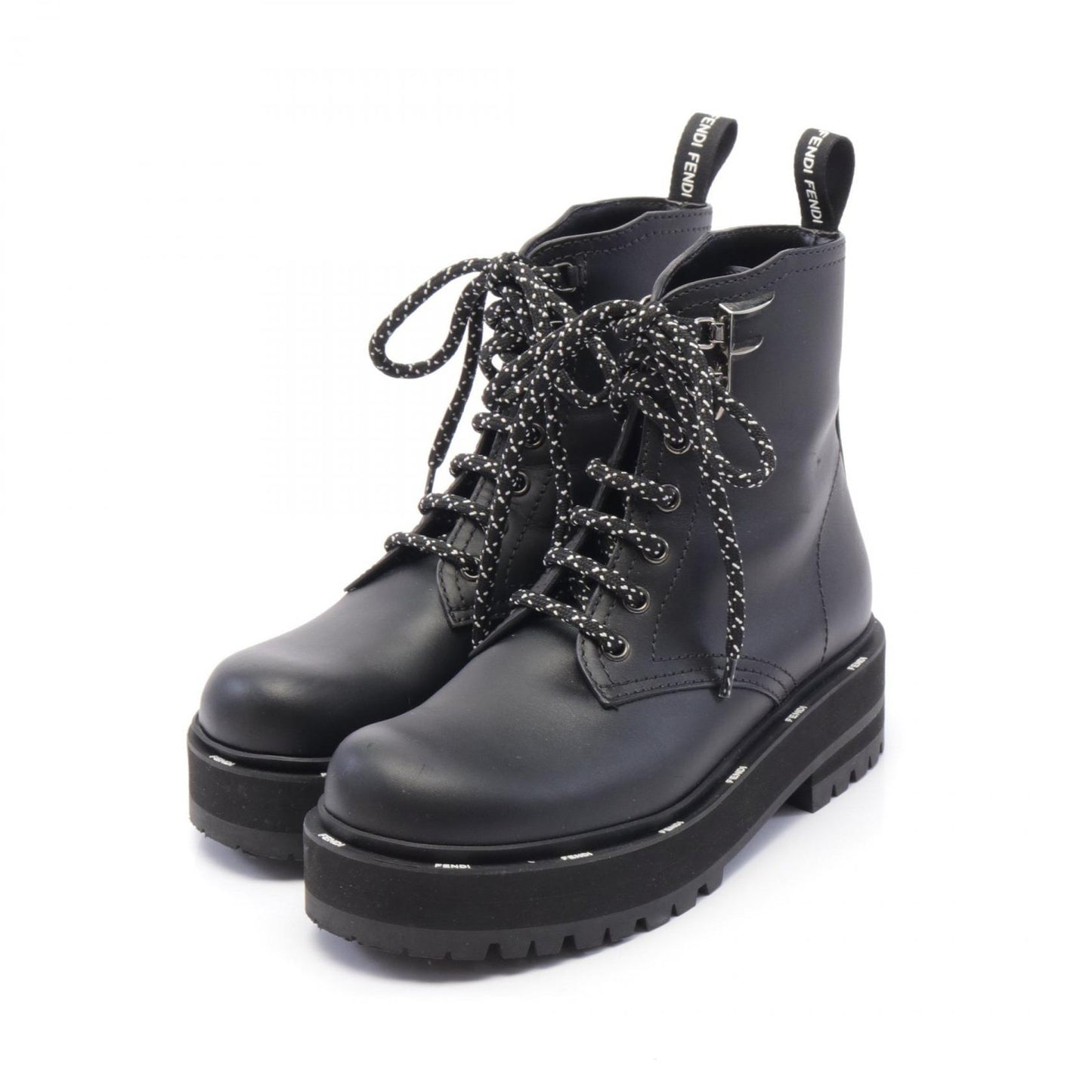 FENDI Boots Shoes EU 35 US 5 Leather Black Authentic