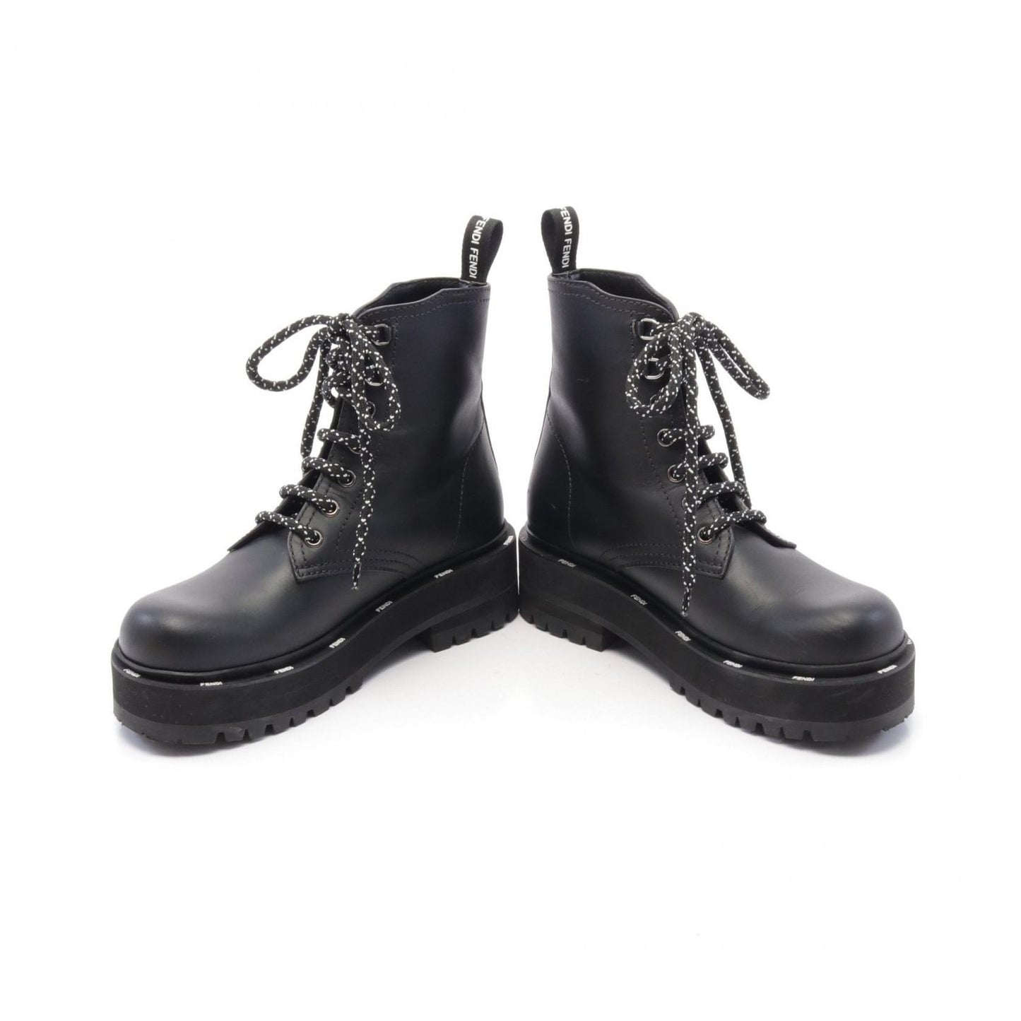 FENDI Boots Shoes EU 35 US 5 Leather Black Authentic