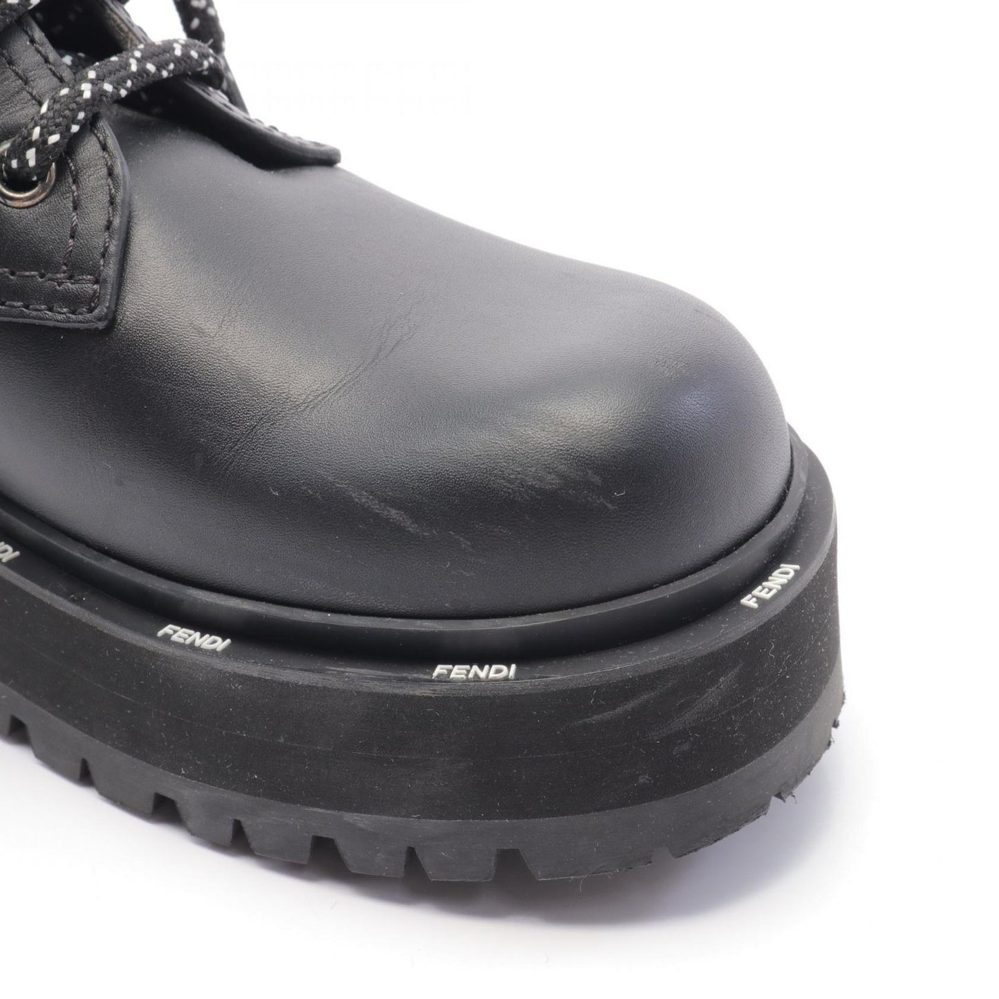 FENDI Boots Shoes EU 35 US 5 Leather Black Authentic