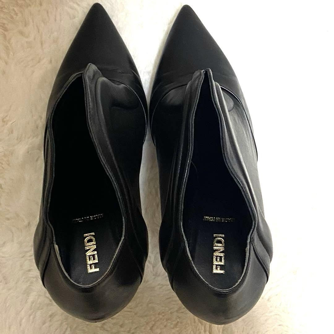 FENDI Short Boots Shoes EU 38.5 US 8.5 Leather Black Authentic
