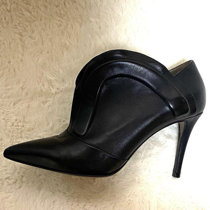 FENDI Short Boots Shoes EU 38.5 US 8.5 Leather Black Authentic