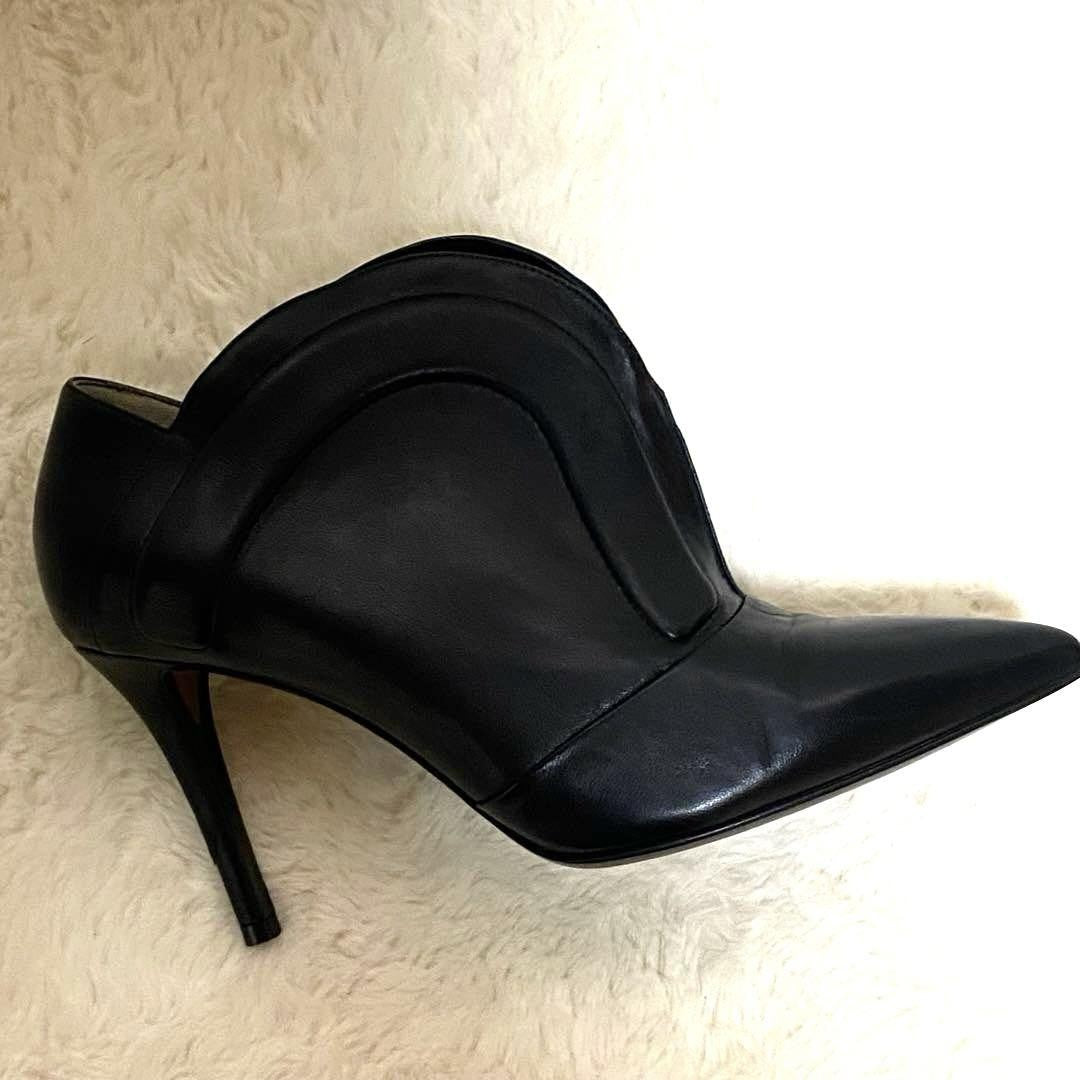 FENDI Short Boots Shoes EU 38.5 US 8.5 Leather Black Authentic