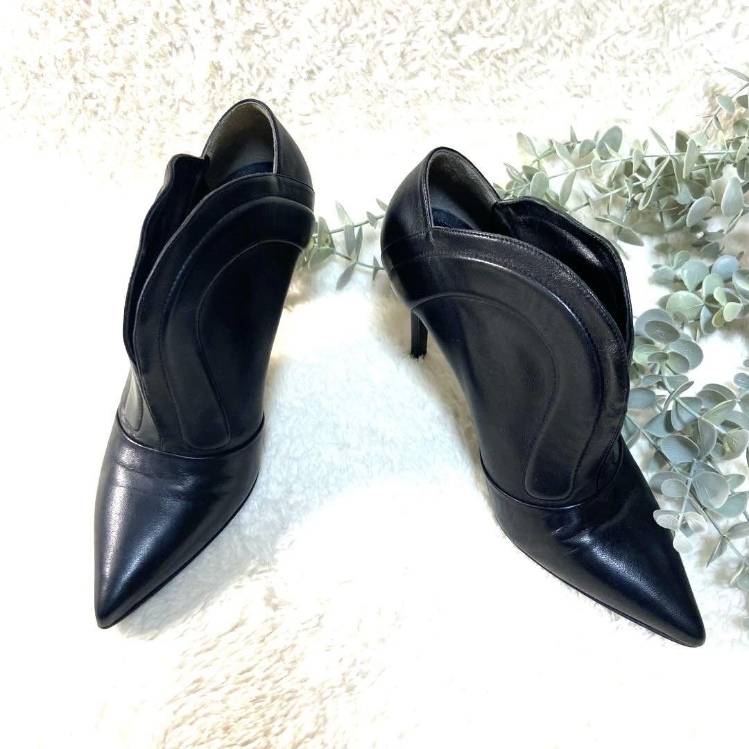 FENDI Short Boots Shoes EU 38.5 US 8.5 Leather Black Authentic
