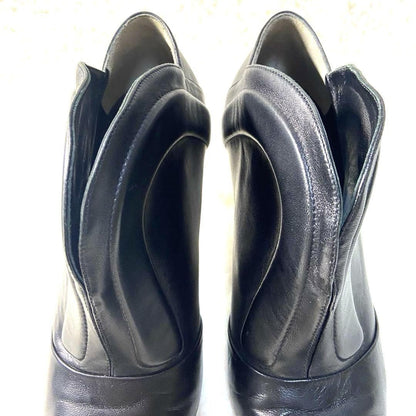 FENDI Short Boots Shoes EU 38.5 US 8.5 Leather Black Authentic