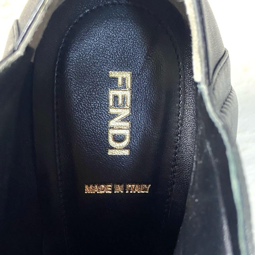 FENDI Short Boots Shoes EU 38.5 US 8.5 Leather Black Authentic